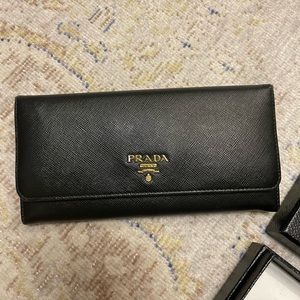 Prada black large Saffiano Wallet